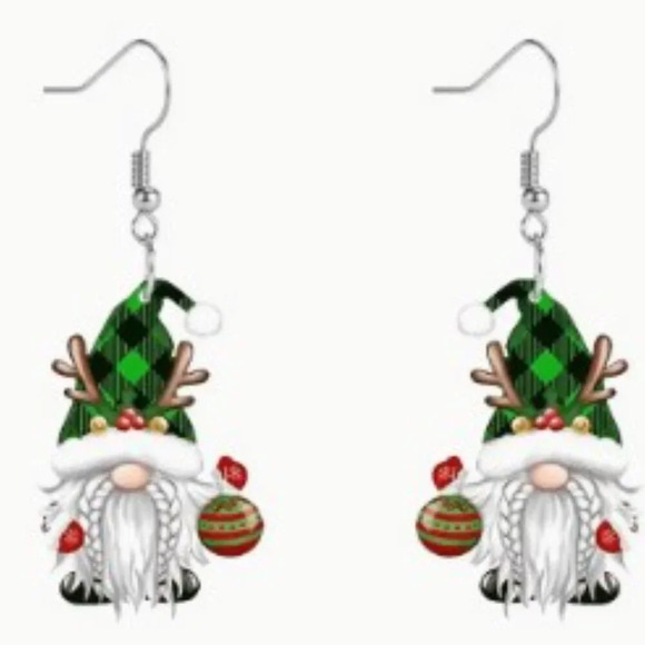 Charming Christmas Antler Dwarf Acrylic Earrings - Perfect Holidays Christmas - Picture 2 of 6